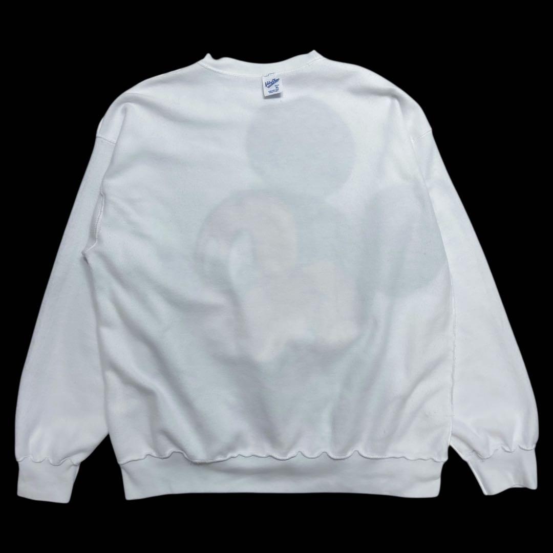 レア 90s Disney ミッキー ビッグプリントスウェット 白XL USA製