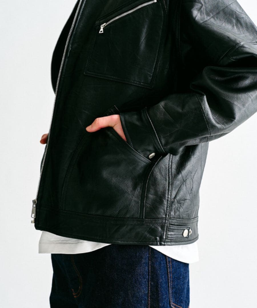 ジャケット・アウター EDIFICE UPCYCLE LETHER BLOUSON