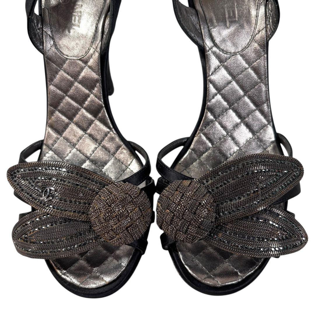 シャネル 37 24 サンダル マトラッセ ココマーク ブラック ビジュー