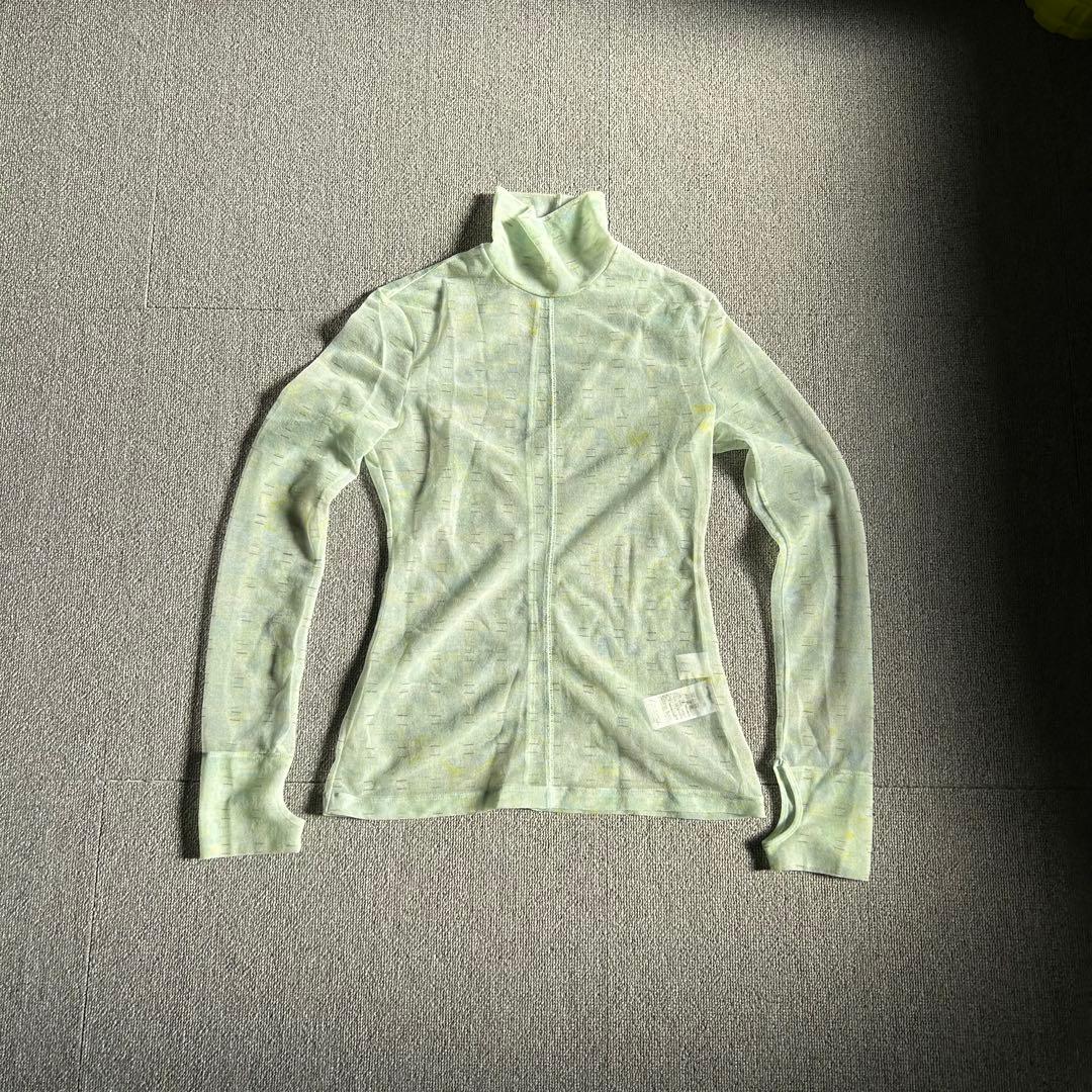 mame kurogouchi マーブルプリント シアー ハイネック トップス