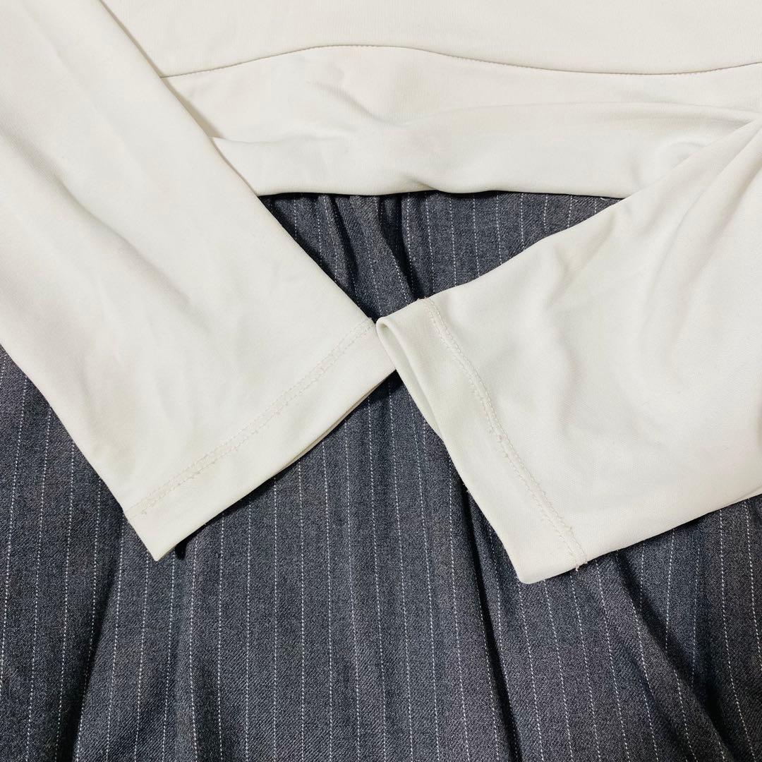 kay me ケイミー ピンストライプ 切替シェルワンピース