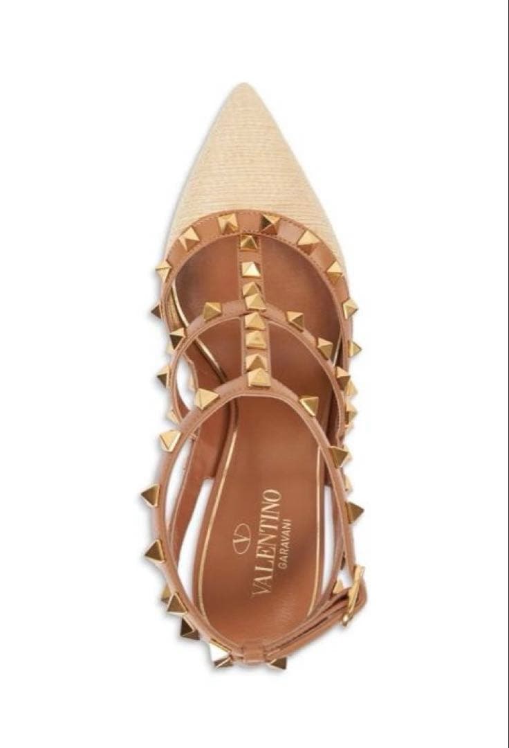 VALENTINO ヴァレンティノガラバーニロックスタッズストローレザーパンプス