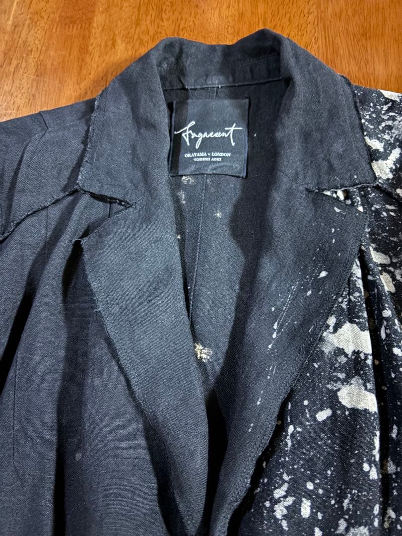 ファガッセン、リネン 黒 チェスター風コート ペイントスプラッシュ‼️