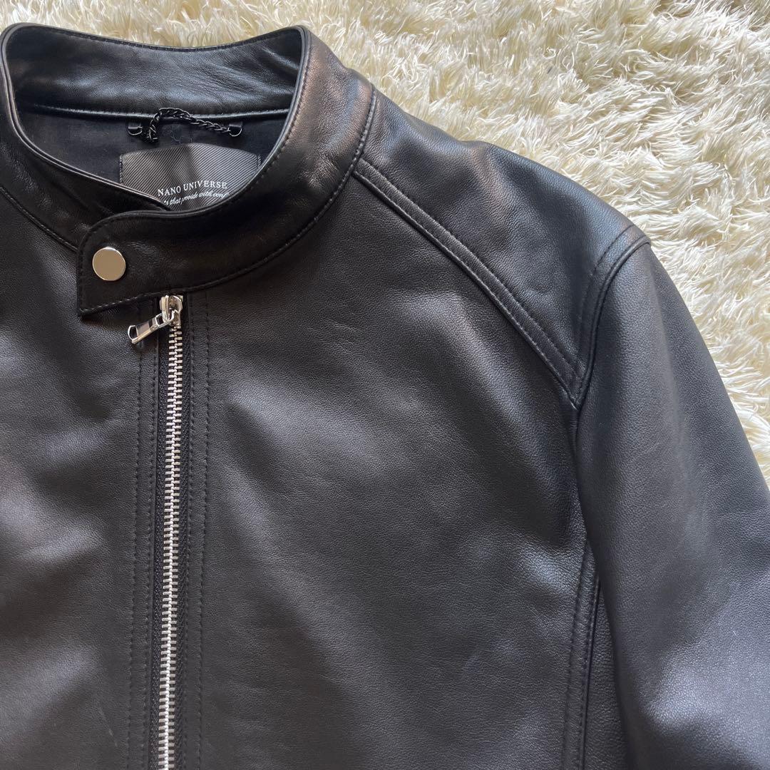 名作　ナノユニバース　Lサイズ　シングルライダース　羊革　ラム　ワンダーライト