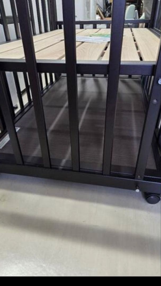 木製ベビーベッド シングルサイズ ダークブラウン　　7762