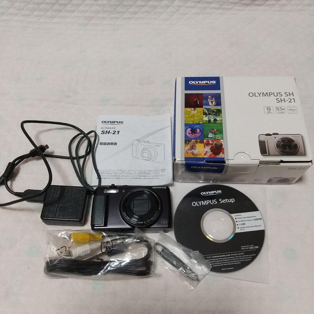 OLYMPUS デジタルカメラSH-21 ブラック 付属品、元箱あり 中古品