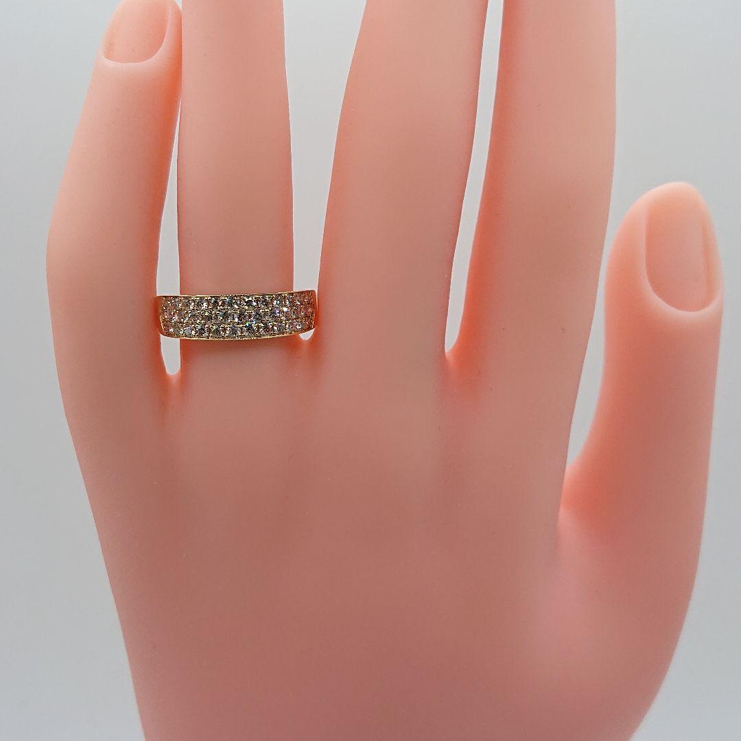 美佐様0.6カラット K18 天然ダイヤモンドリング 3列 18金