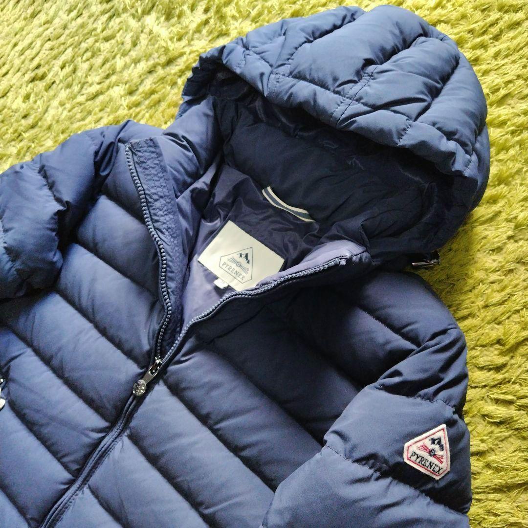 【美品】ピレネックス ダウンジャケット スプートニックソフト 紺 M ロゴ