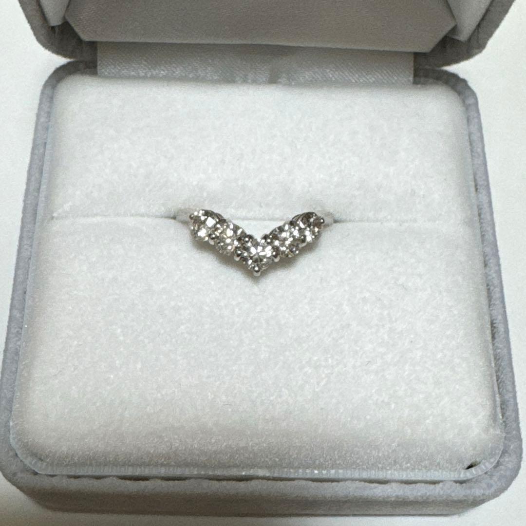 Pt900 ダイヤモンド V字 リング 1.00カラット　鑑別書付き