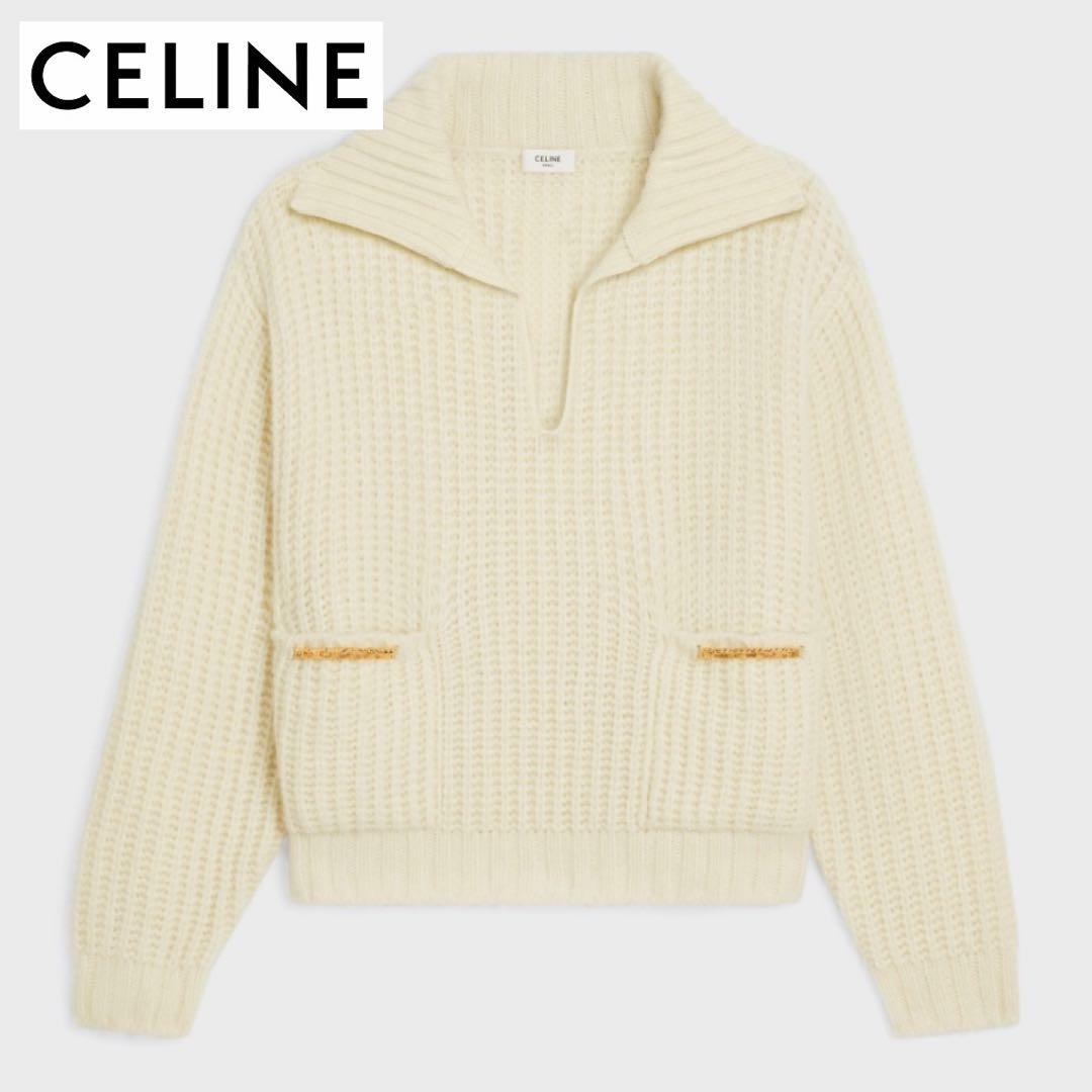 【正規品】CELINE トリオンフ リブ編みニットセーター ウール&カシミヤ