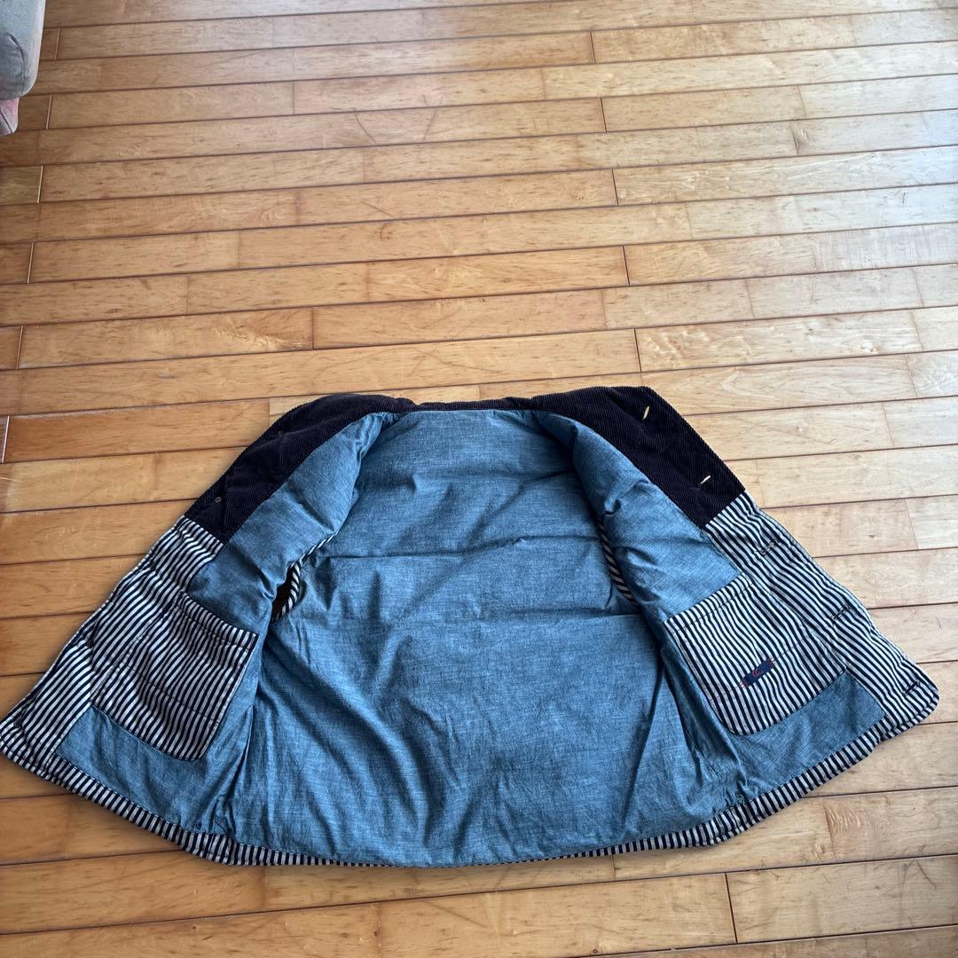 45rpm ストライプ ダウンベスト コーデュロイ襟