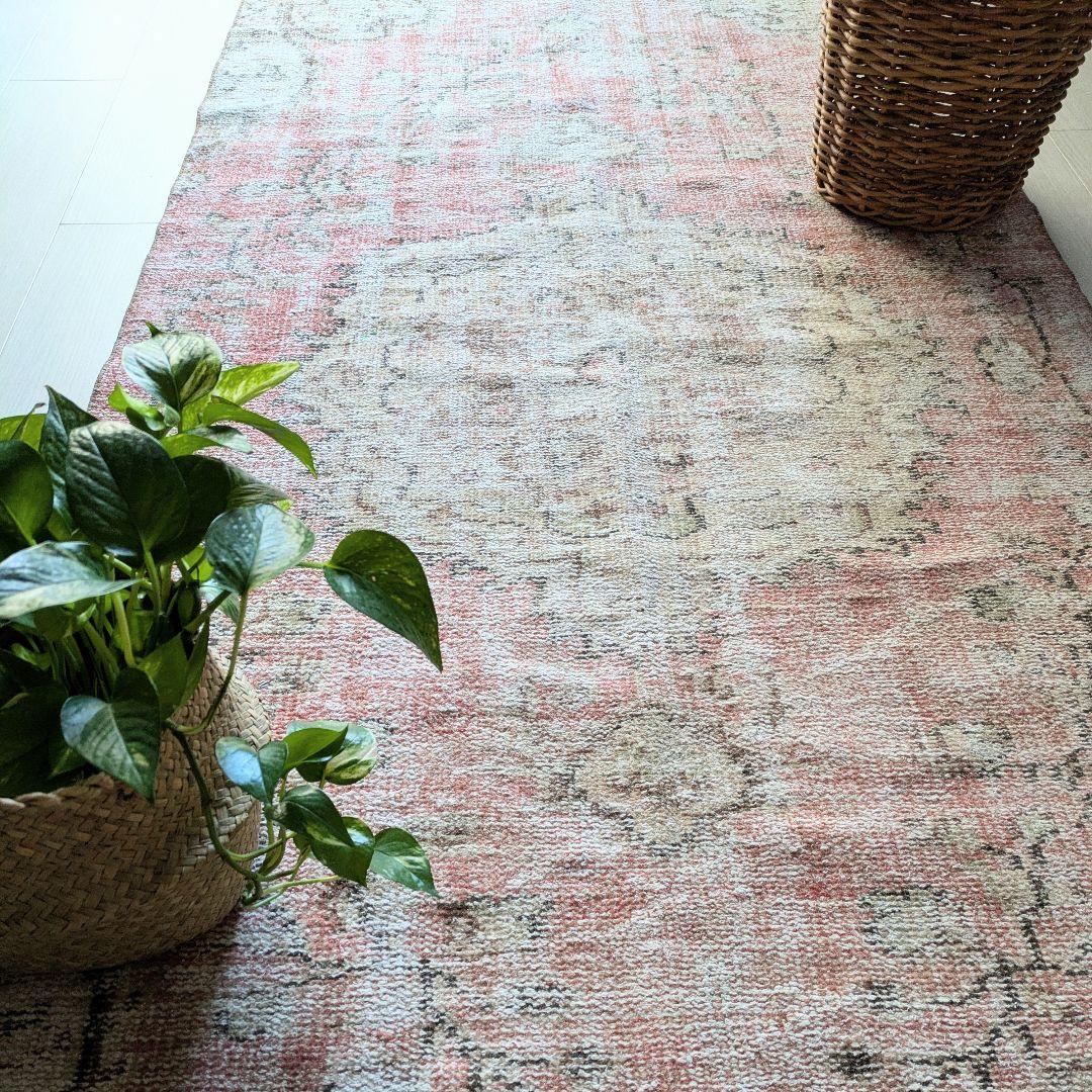 101×218 かすれた赤のトルコヴィンテージラグ