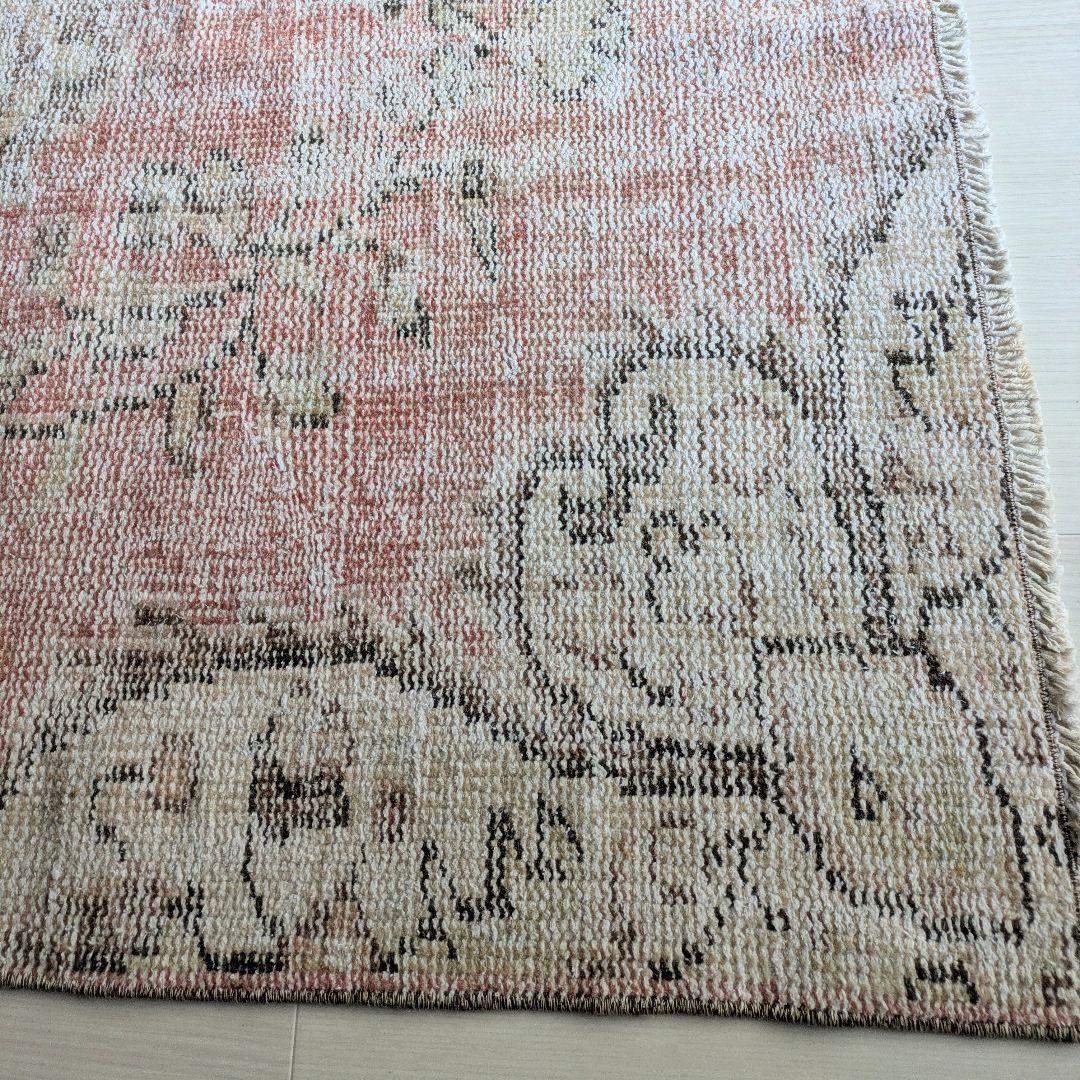 101×218 かすれた赤のトルコヴィンテージラグ