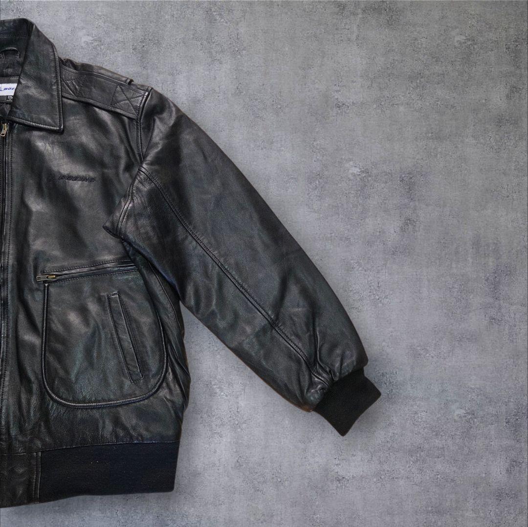 vintageカーコートBOEINGシングルライダースジャケット黒上質牛革ゆう様