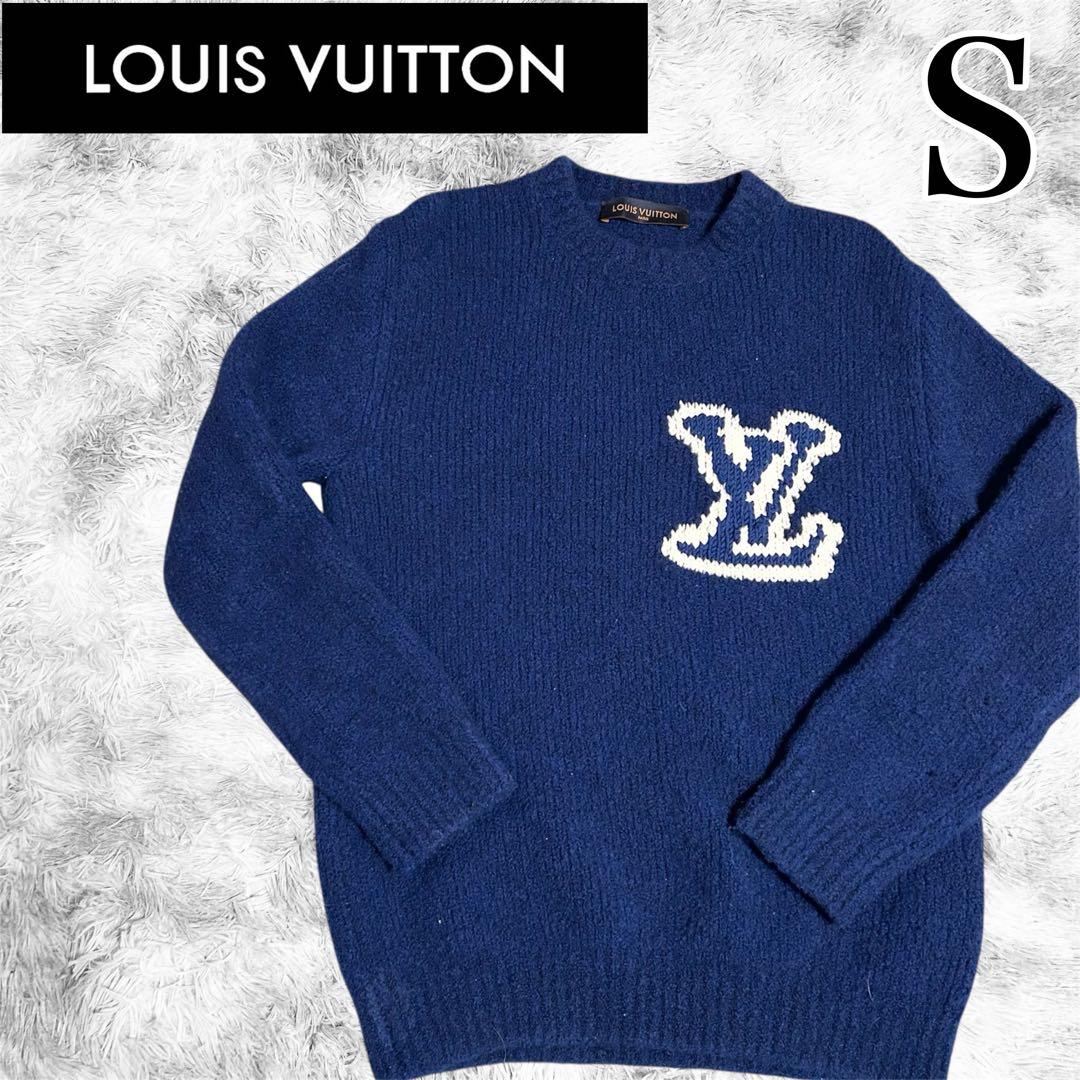 【美品】ルイヴィトン LVインタルシアクルーネックニット セーター ブルー