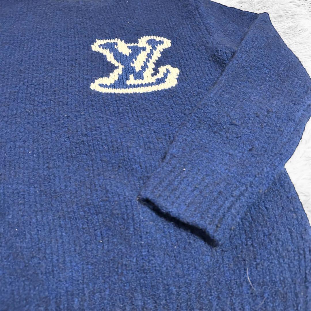 【美品】ルイヴィトン LVインタルシアクルーネックニット セーター ブルー