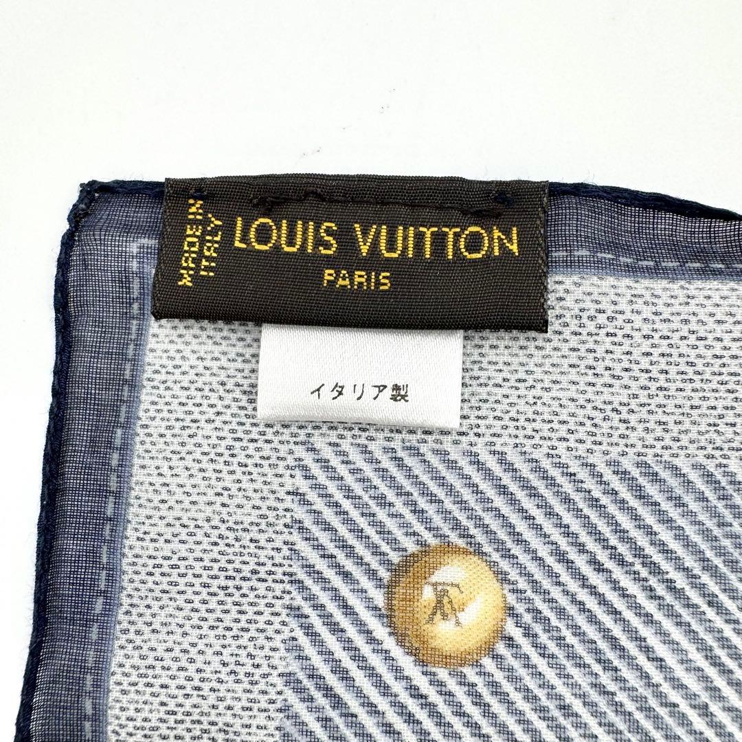 専用　✨鑑定済✨ルイヴィトン カレ ニューデニム ハンカチ ミニスカーフ 紺
