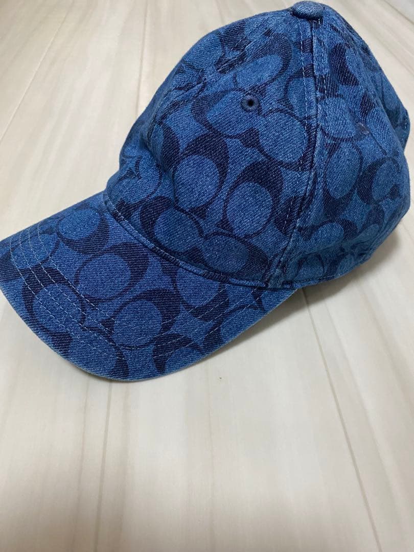 coach デニム　シグネチャー　キャップ　レザー