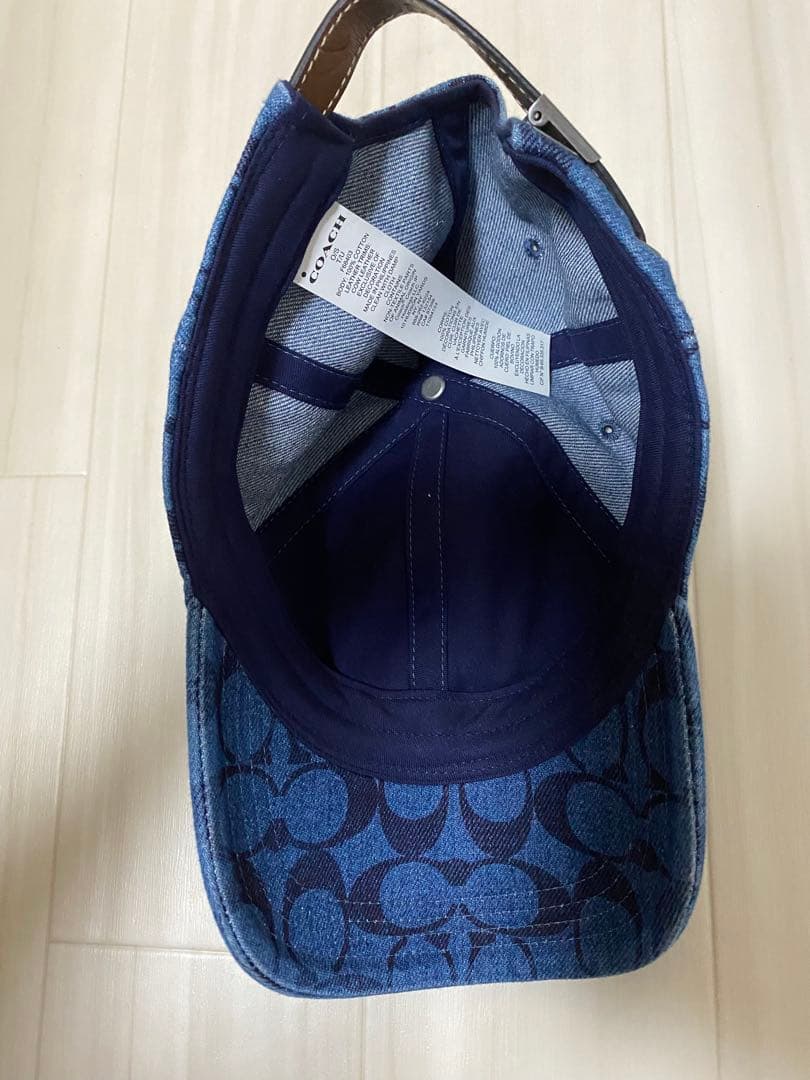 coach デニム　シグネチャー　キャップ　レザー