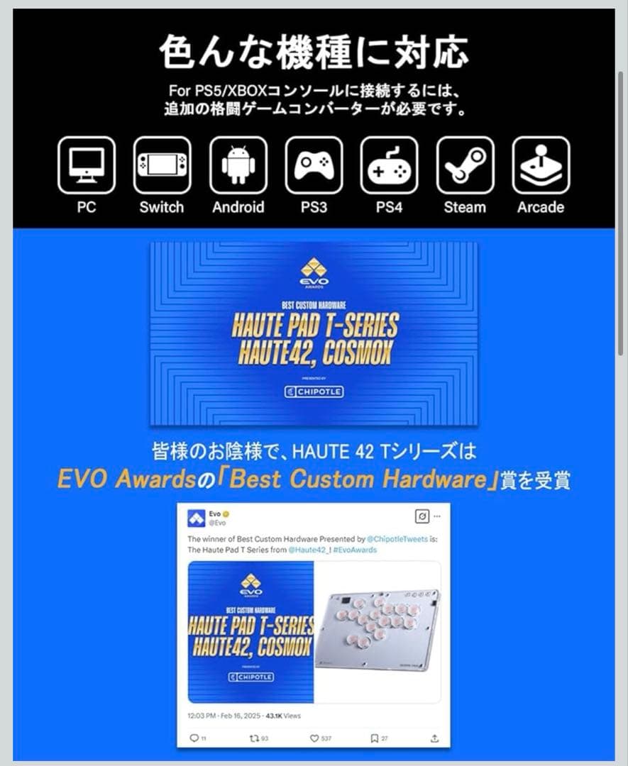 HAUTE PRO 42 T13 レバーレス コントローラー 格ゲー