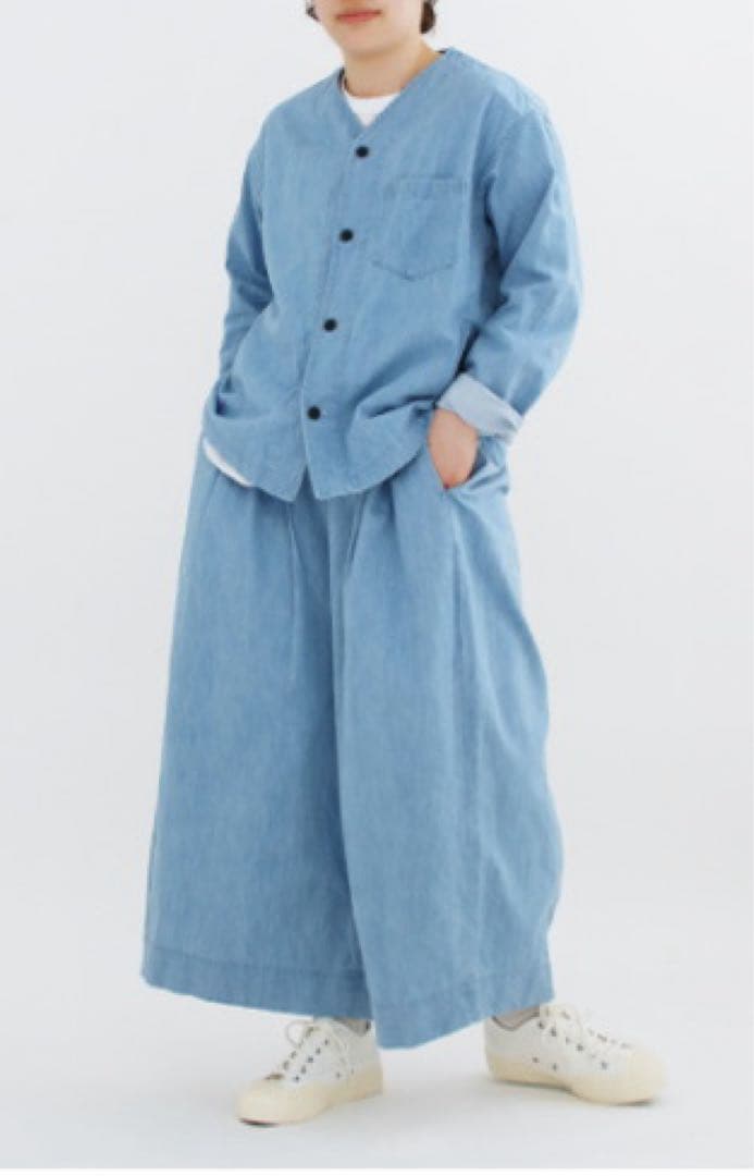 値下げ【美品】ゴーシュ ライトデニム　ワイドパンツ　ライトブルー