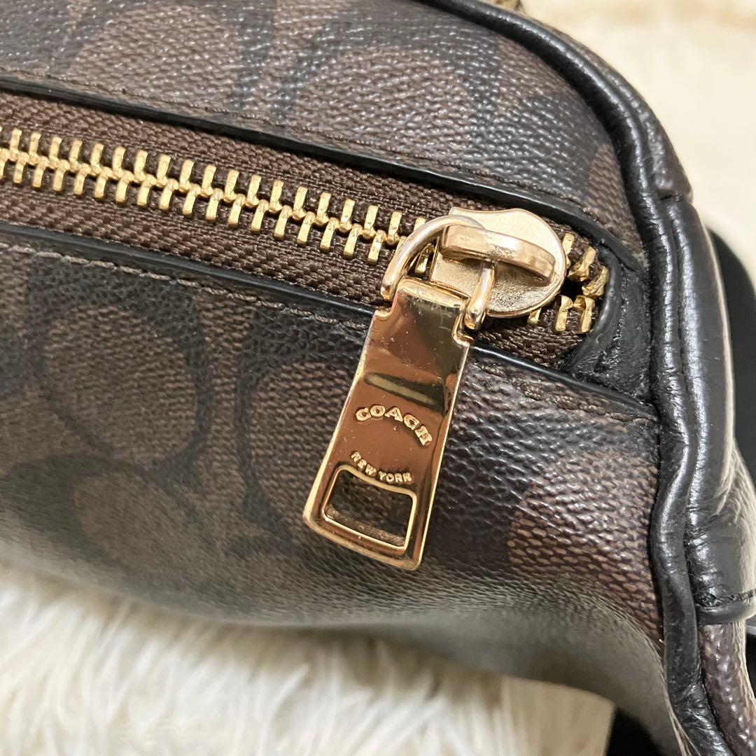 COACH＊ ウエストバッグ レザー シグネチャーブラウン