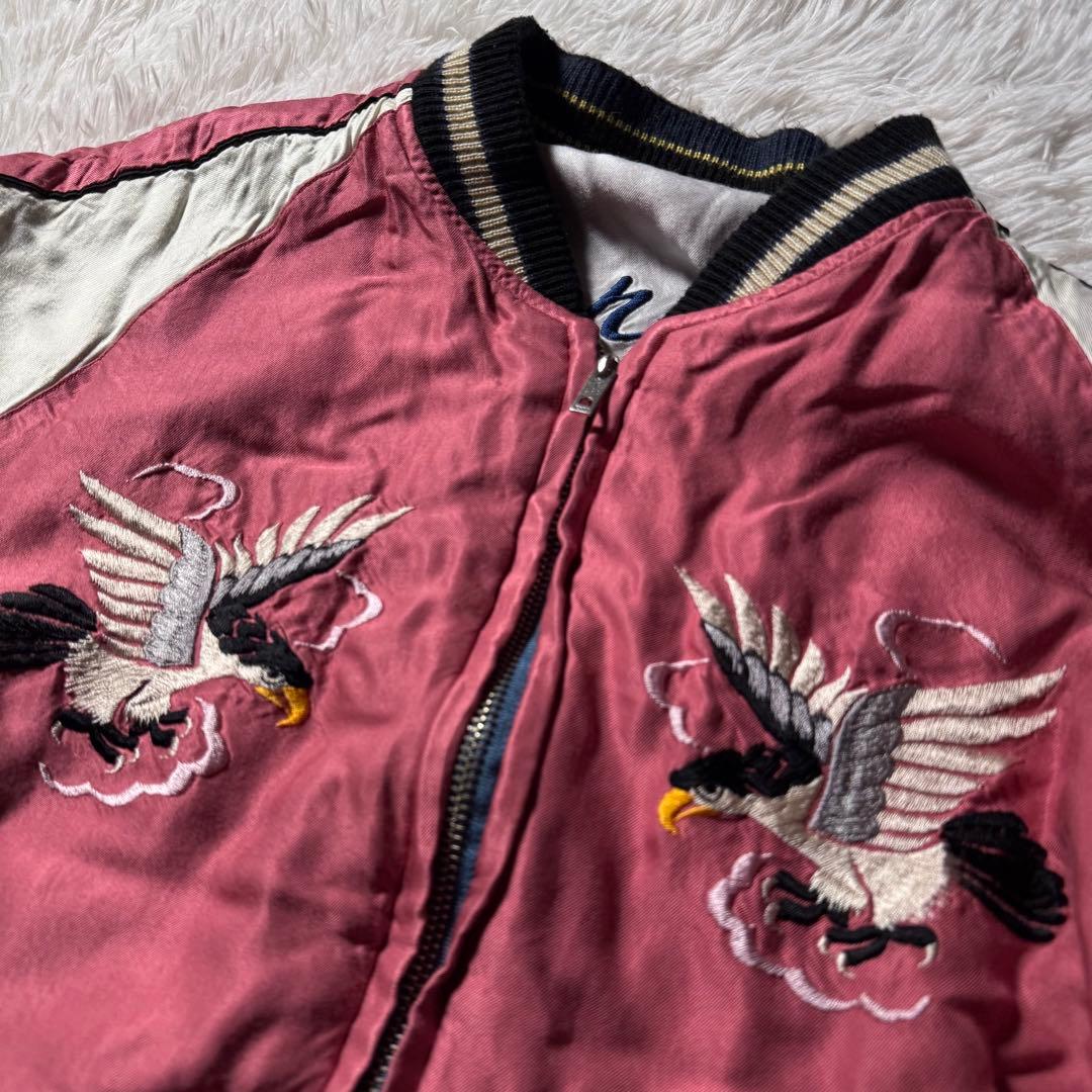 希少デザイン✨東洋エンタープライズ　スカジャン　リバーシブル　虎　鷹　和柄　L