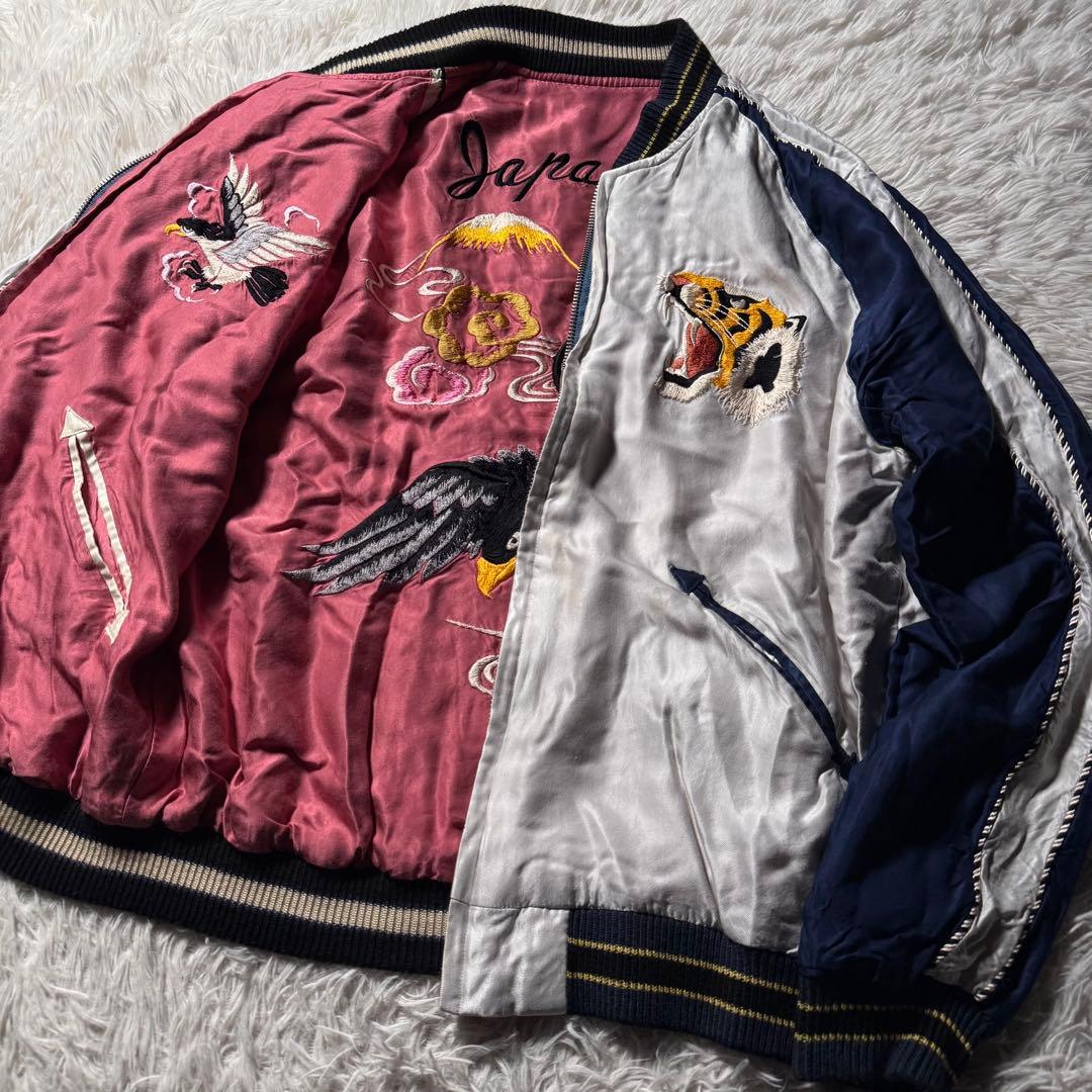 希少デザイン✨東洋エンタープライズ　スカジャン　リバーシブル　虎　鷹　和柄　L