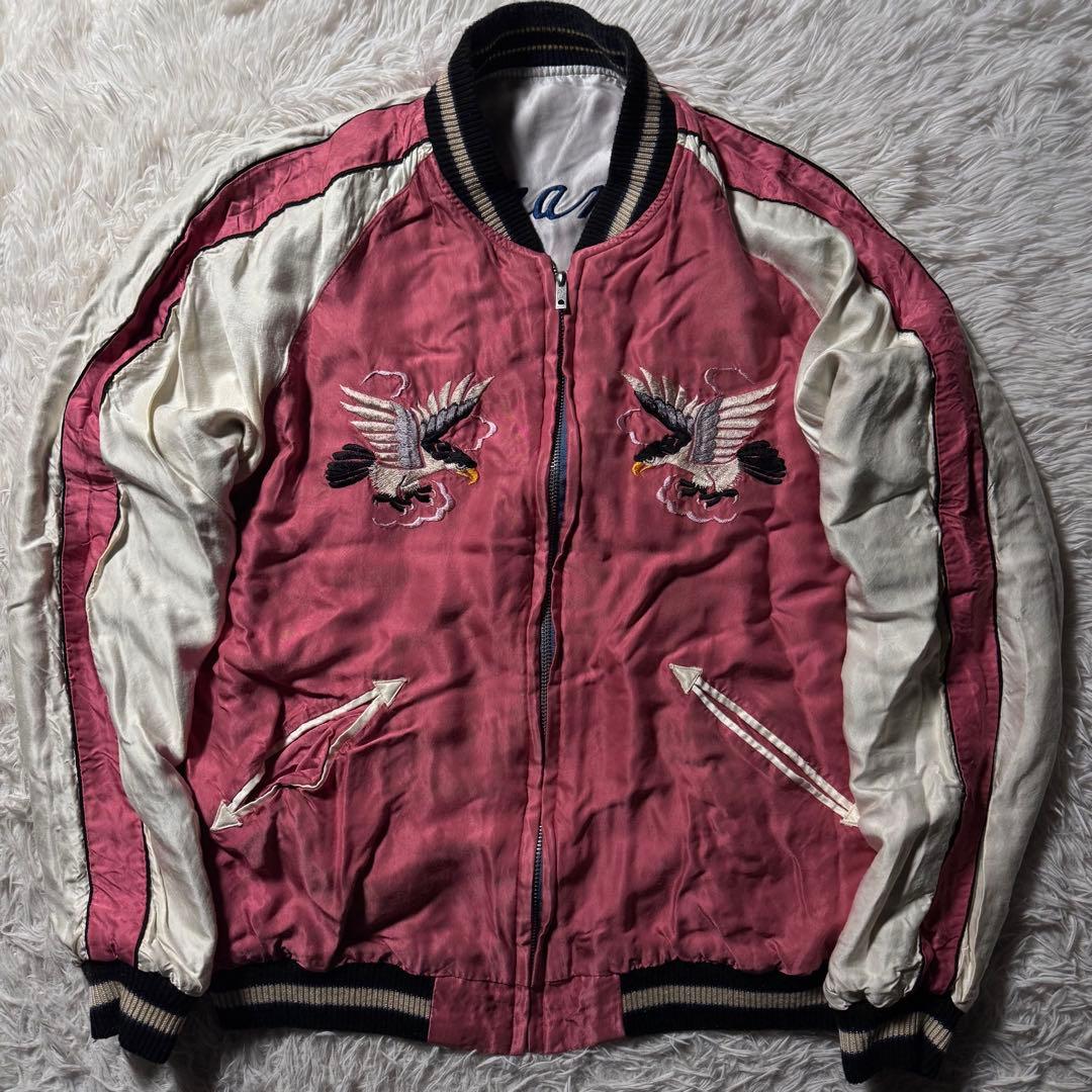 希少デザイン✨東洋エンタープライズ　スカジャン　リバーシブル　虎　鷹　和柄　L