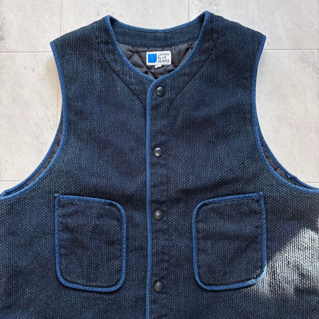 【超希少】ジャパンブルージーンズ 刺子パディングベスト XL 日本製 インディゴ