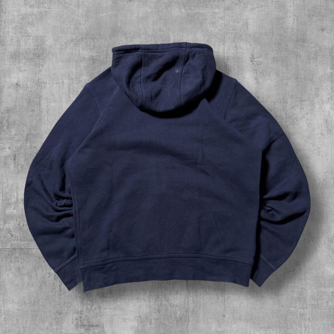 2461 古着NIKEナイキフルジップスウェットパーカー刺繍ロゴ短丈茄子紺Y2K