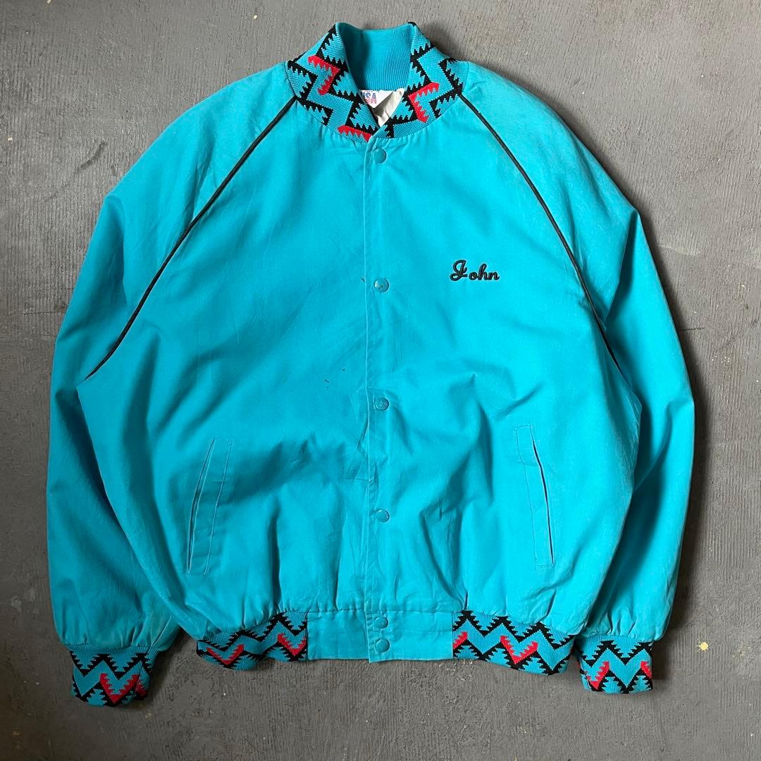 USA製 刺繍ワークジャケット 中綿 ネイティブ柄 XL