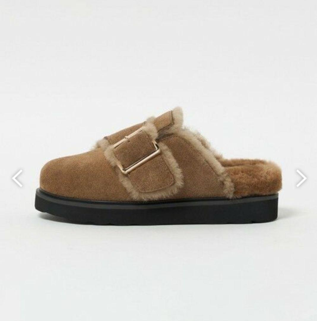 ブラウンファー付きスエードサボ　クロッグ