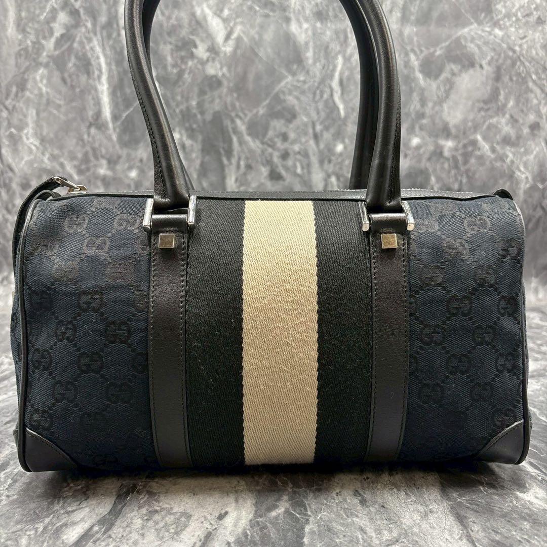 ✨美品✨GUCCI GG シェリーライン ハンドバッグ ミニボストン ブラック
