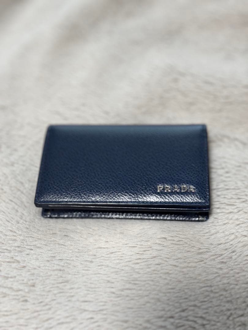 【PRADA】ネイビー レザー 名刺入れ　ユニセックス