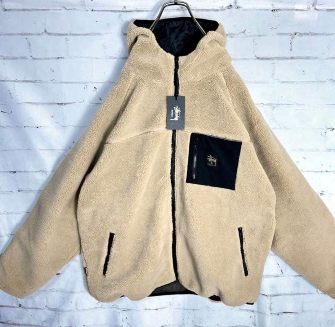 値下げ　STUSSY ベージュ フリースパーカー