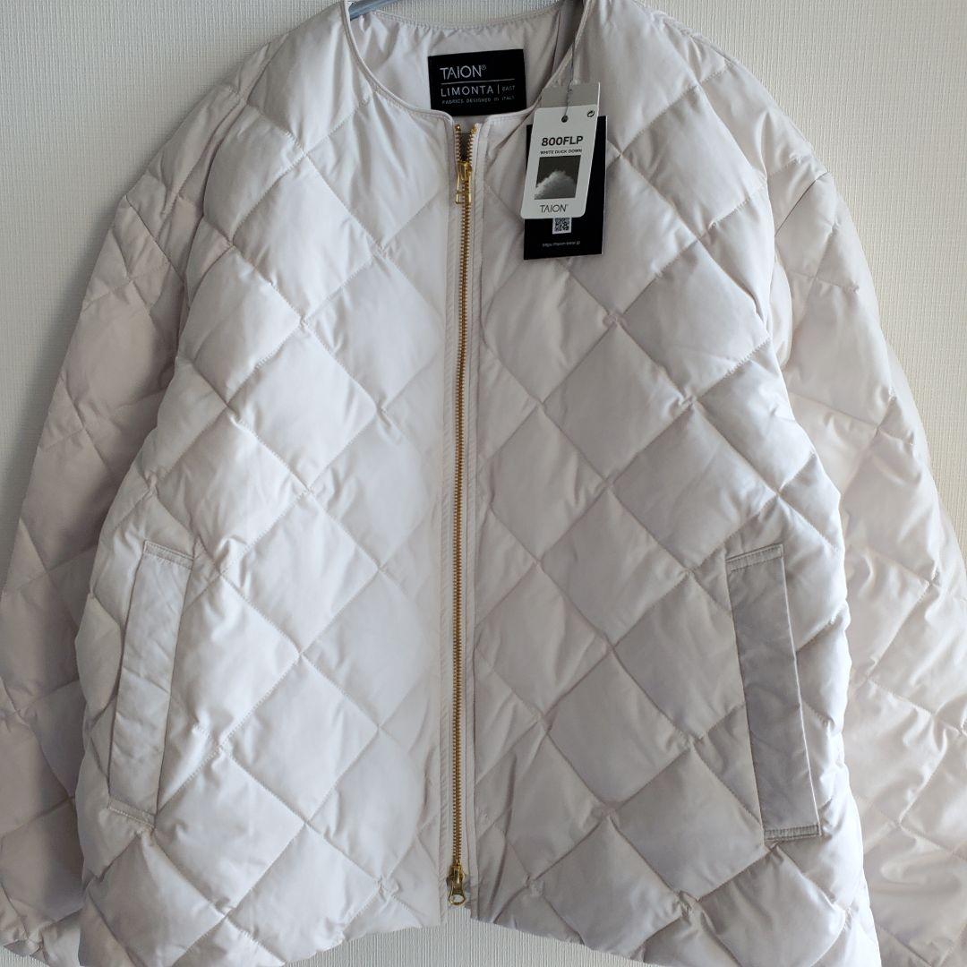 新品【TAION×UNFILO】キルティングダウンショート丈ブルゾンアイボリーL