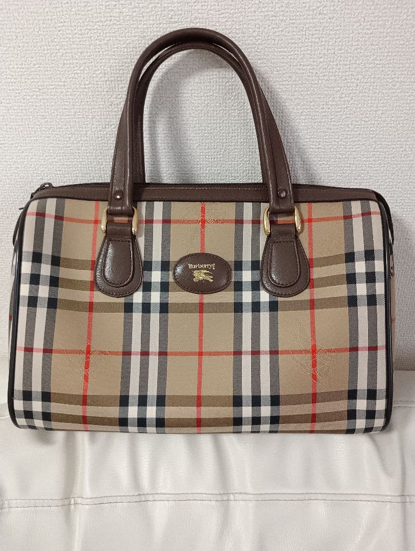 正規品バーバリーノバチェックミニボストンバックヴィンテージ