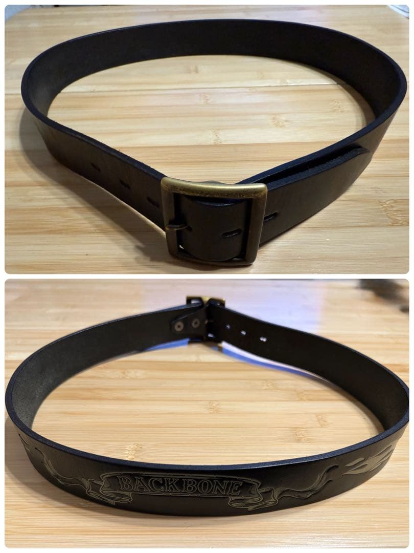 バイカー必見‼️⭐️極美品⭐️HTC ×BACKBONEコラボベルト⭐️ブラックレザー