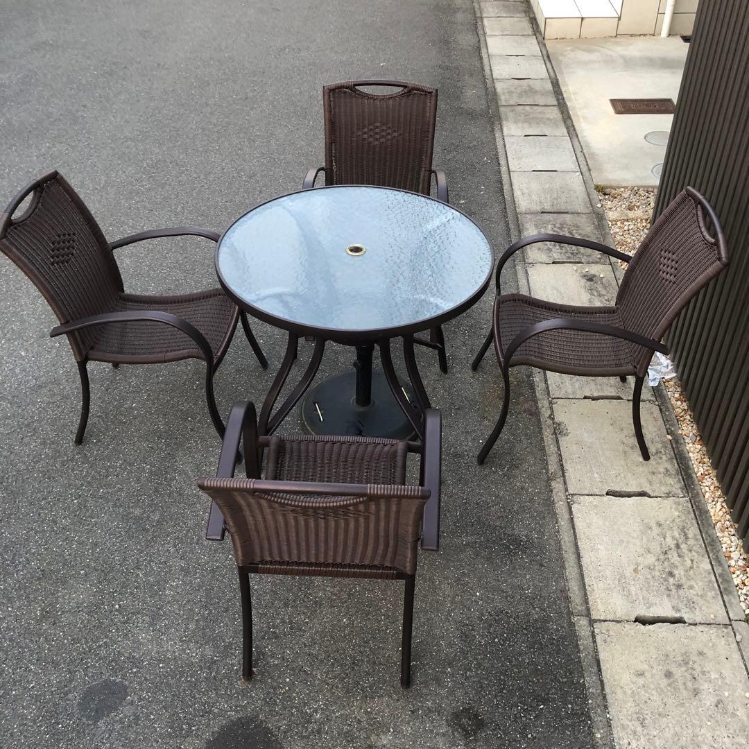 本日限定お値引中‼️ガーデンテーブルセット パラソル付きガーデニングテーブルセット