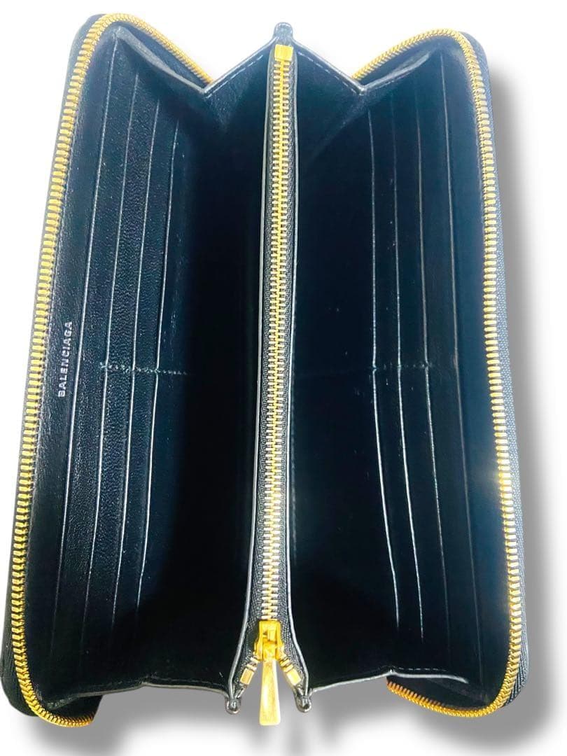 美品 バレンシアガ BALENCIAGA ラウンド ゴールド ファスナー 長財布