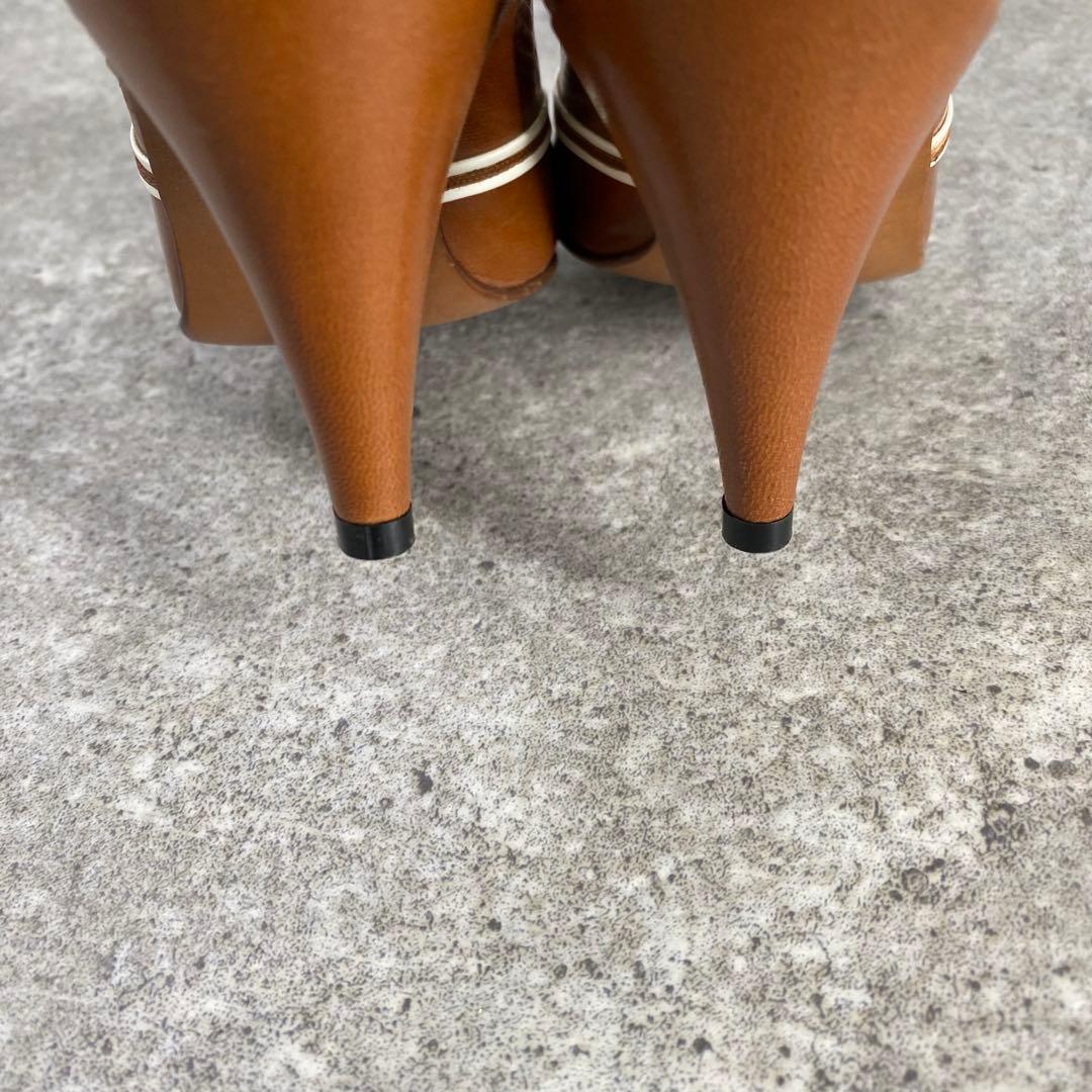 靴 Old Gucci open-toe pumps brown leather