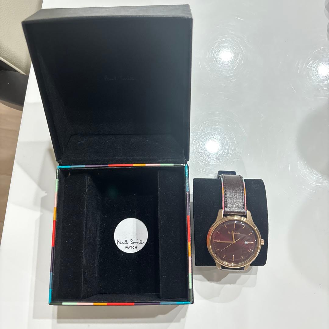 【美品】ポールスミス 時計 メンズ　ブラウン×バーガンディ