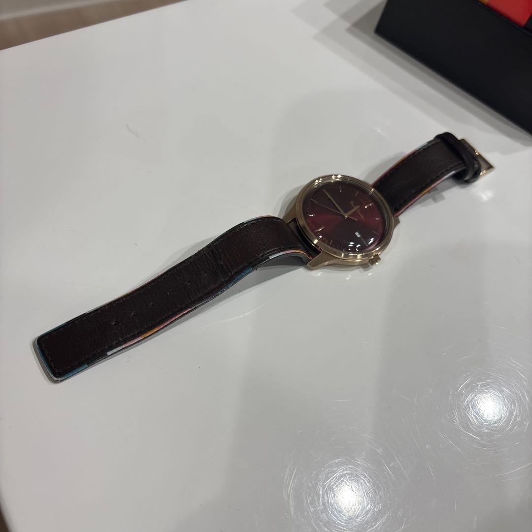 【美品】ポールスミス 時計 メンズ　ブラウン×バーガンディ