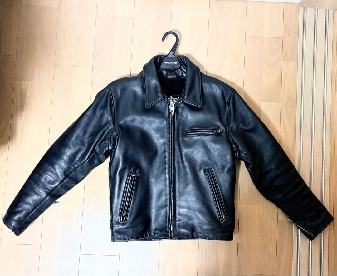 Schott ブラックレザーライダースジャケットライナー USA製 サイズ38