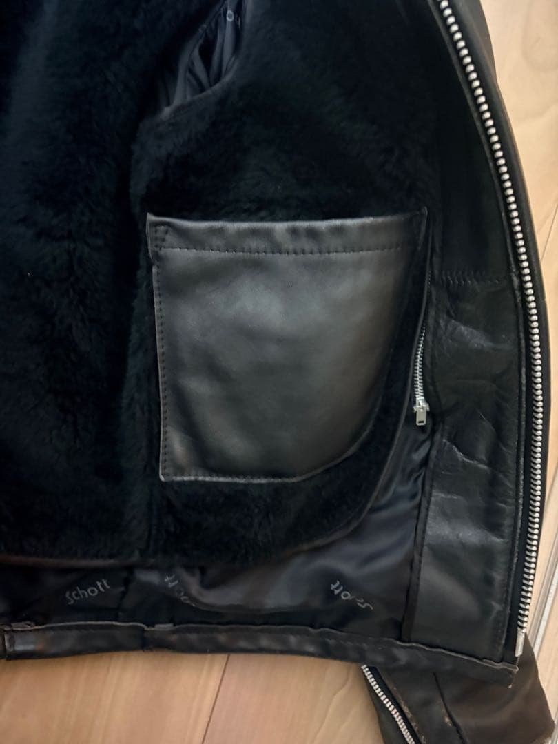 Schott ブラックレザーライダースジャケットライナー USA製 サイズ38
