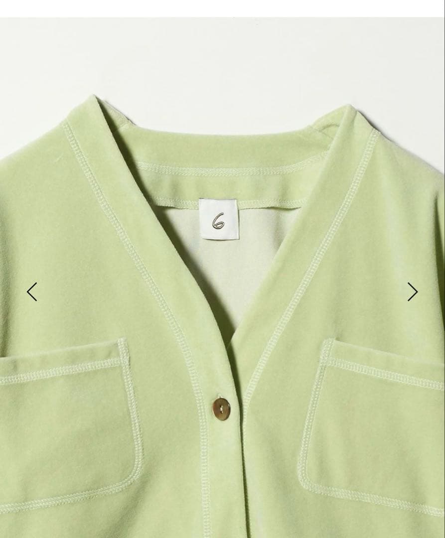 今期2026春夏<6（ROKU）＞ベロア カラー カーディガン