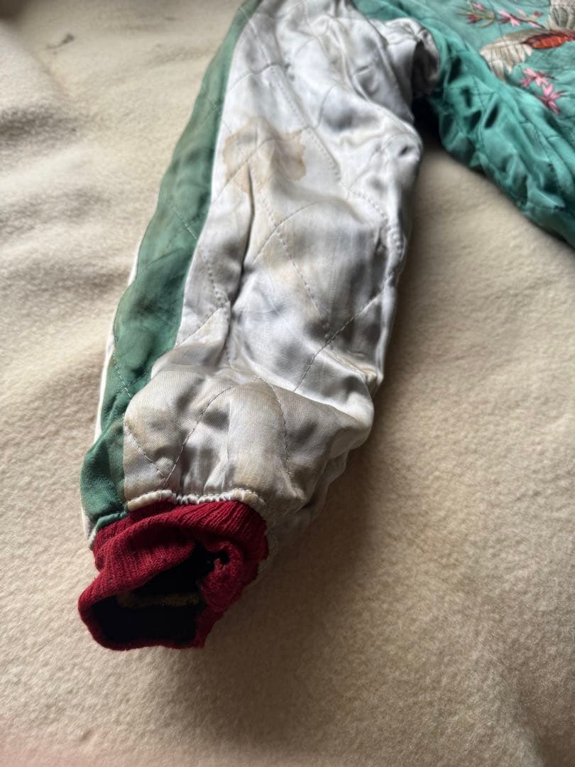 超スペシャル 50s ヴィンテージ スカジャン 別珍 黒 顔虎 鷹 富士山