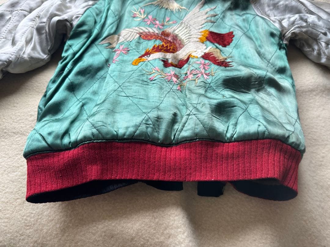 超スペシャル 50s ヴィンテージ スカジャン 別珍 黒 顔虎 鷹 富士山