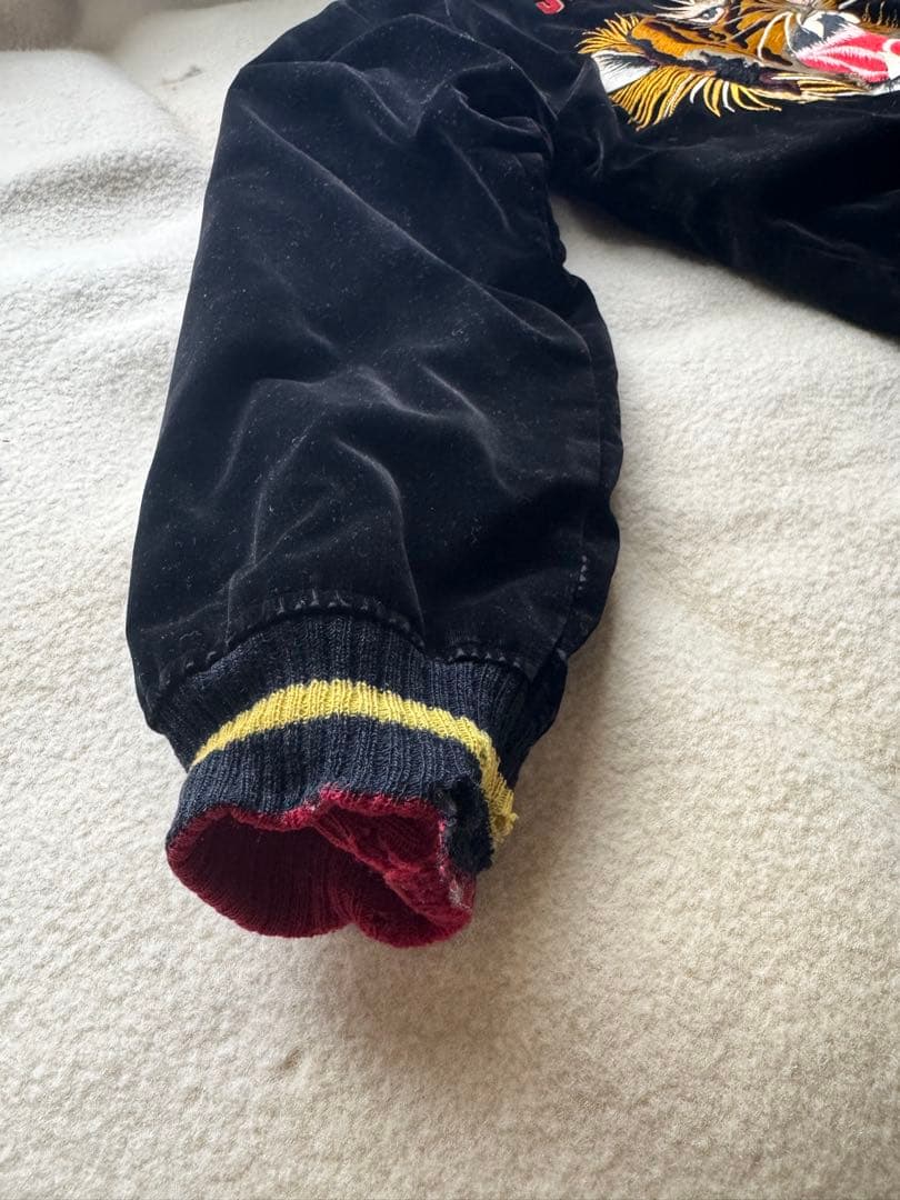 超スペシャル 50s ヴィンテージ スカジャン 別珍 黒 顔虎 鷹 富士山